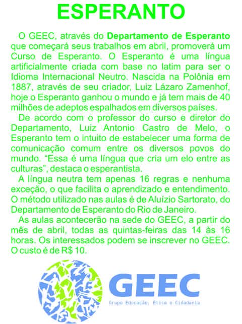 Curso de Esperanto ano 2010